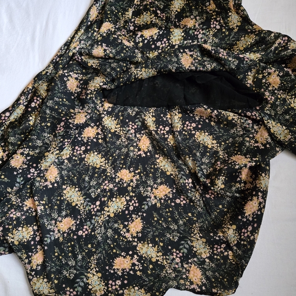 Zara Blogger FAV Floral Midi Dress high mock neck full A-line skirt curved hem S - Picture 10 of 12